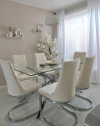 Dining Table CORA Silver 160 cm 90 cm Tempered Glass