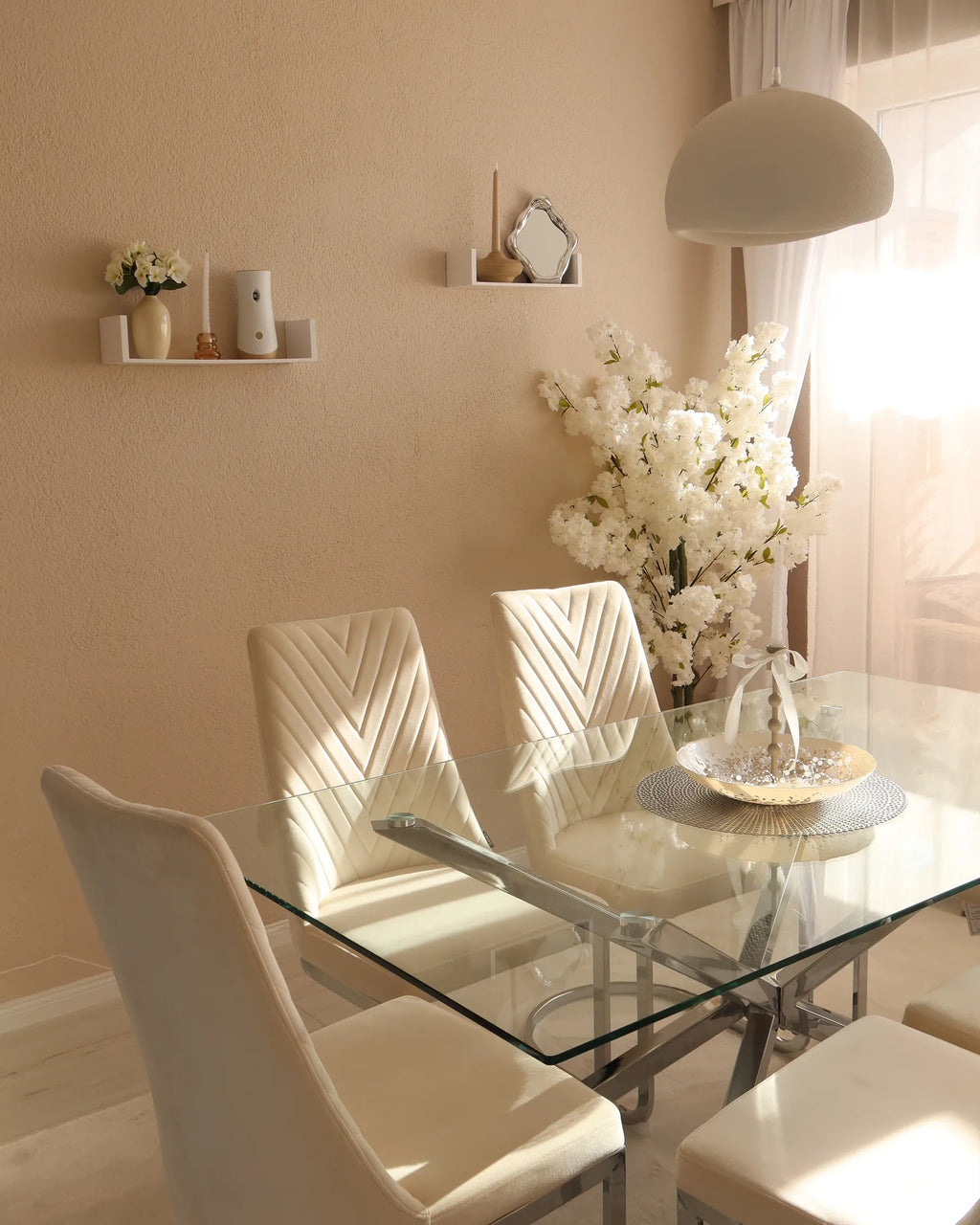 Dining Table CORA Silver 160 cm 90 cm Tempered Glass