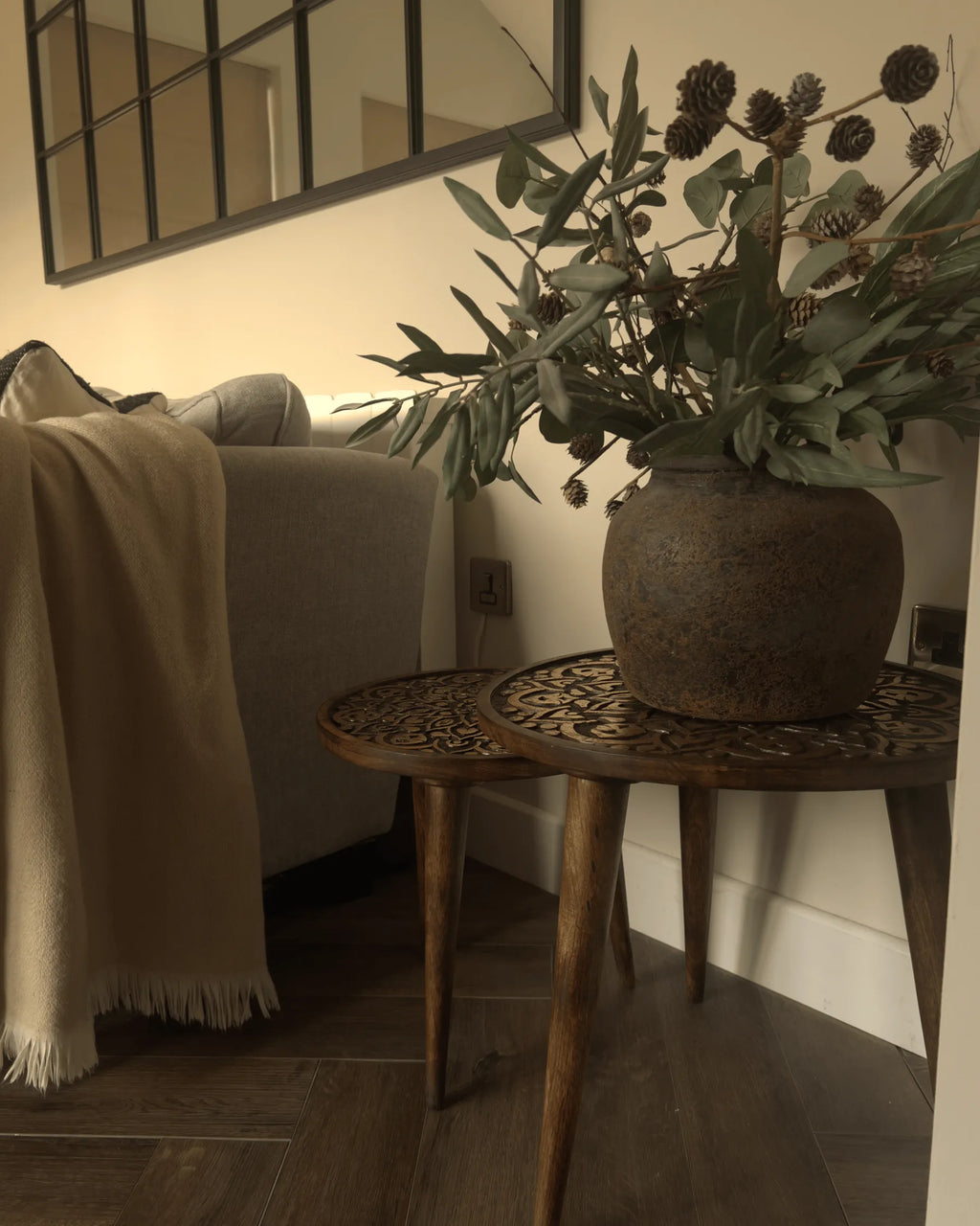 Set of 2 Side Tables RANJA Mango Wood Brown