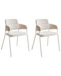 Set of 2 Dining Chairs PAONIA Chenille Light Beige