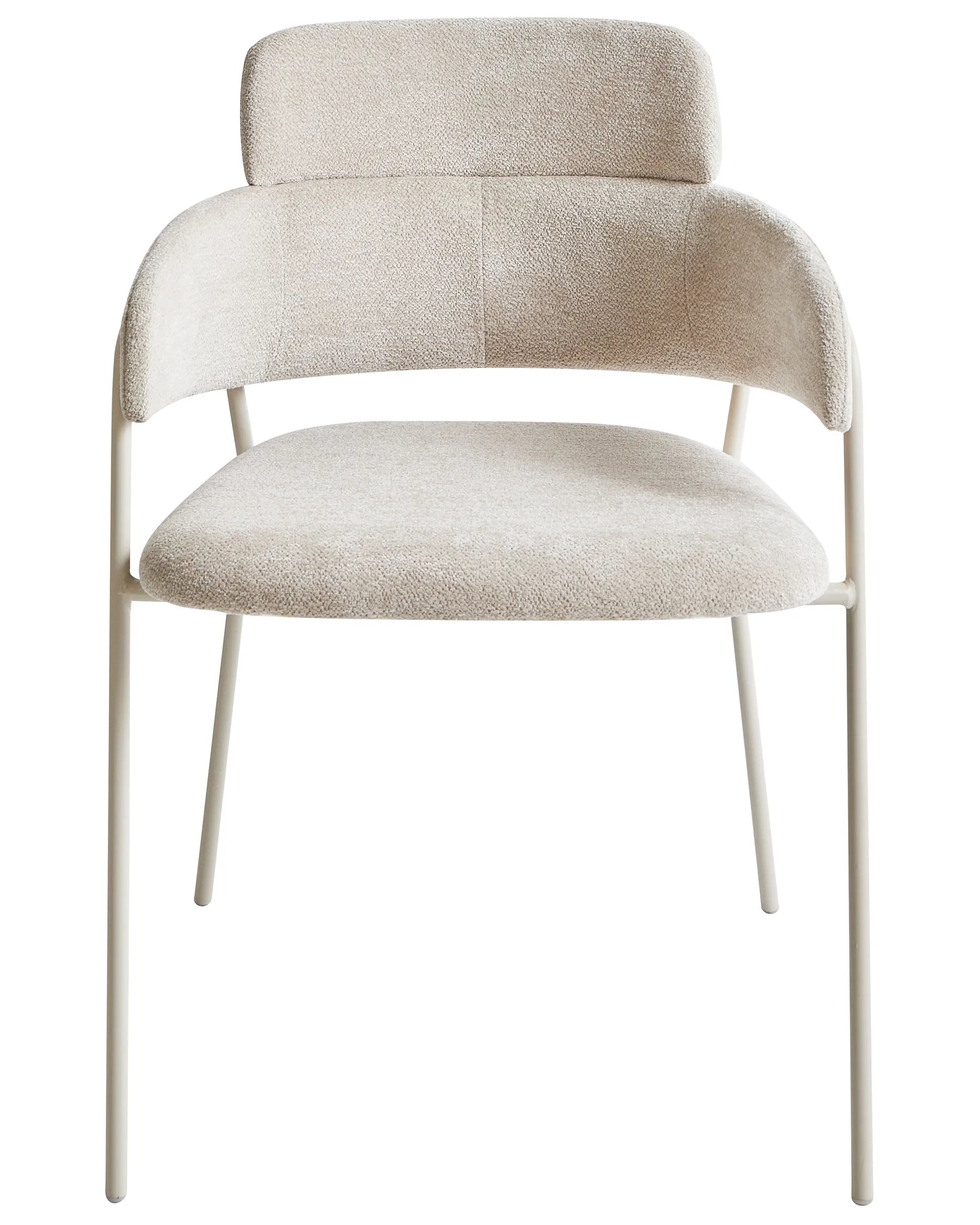 Set of 2 Dining Chairs PAONIA Chenille Light Beige