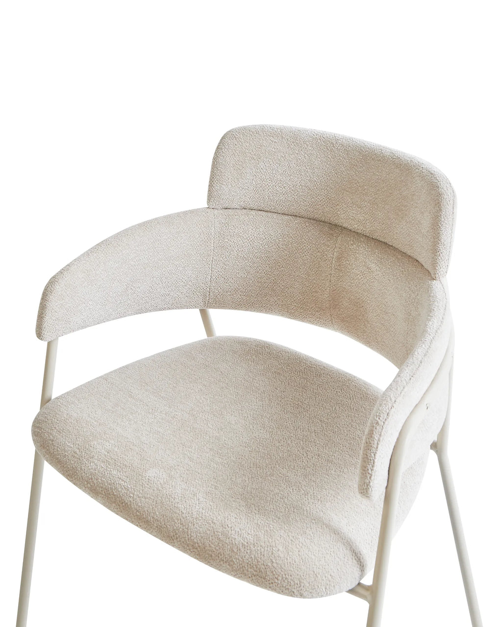 Set of 2 Dining Chairs PAONIA Chenille Light Beige