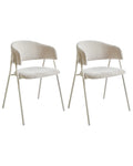 Set of 2 Dining Chairs ALANSON Chenille Light Beige