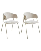 Set of 2 Dining Chairs ALANSON Chenille Light Beige
