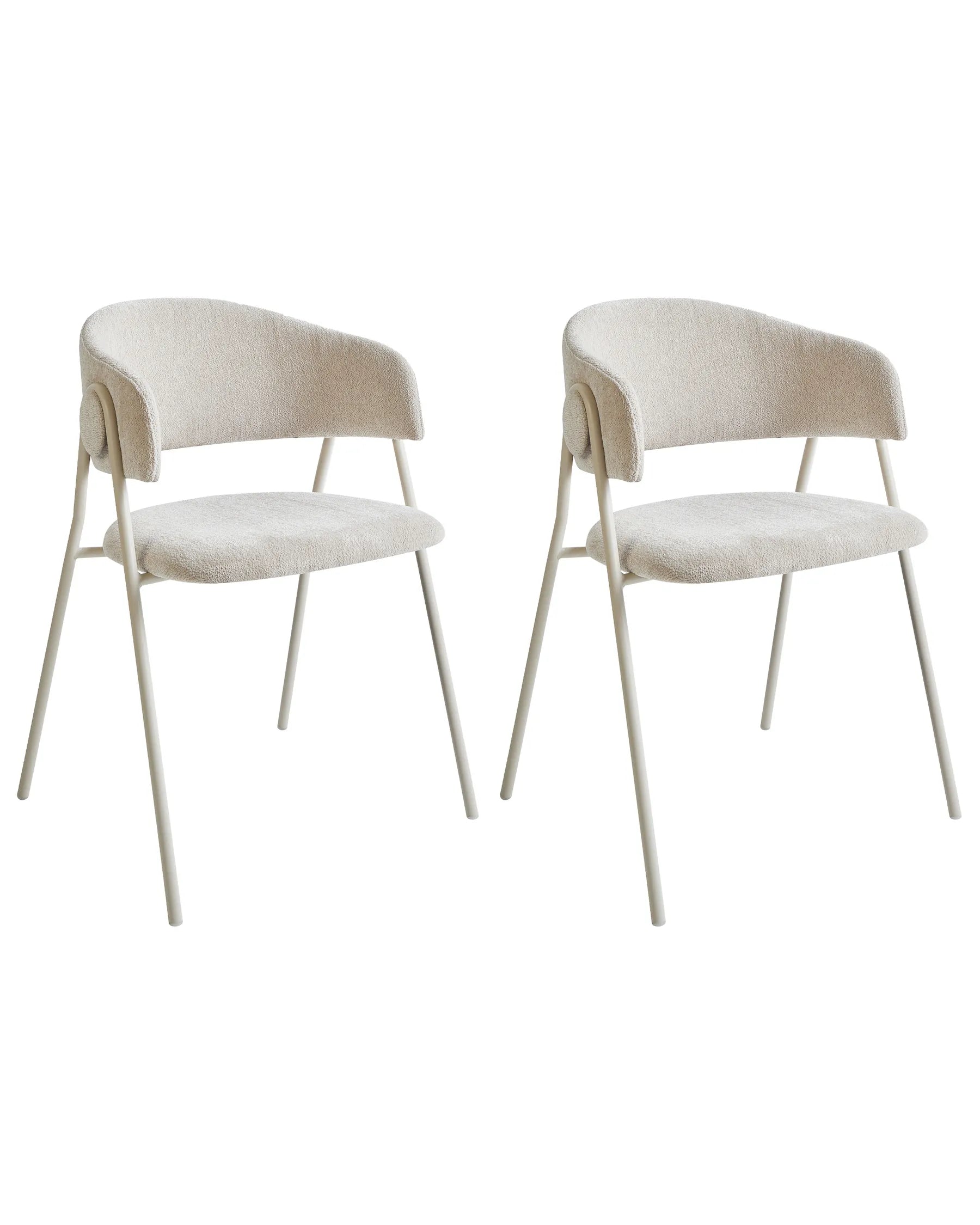 Set of 2 Dining Chairs ALANSON Chenille Light Beige