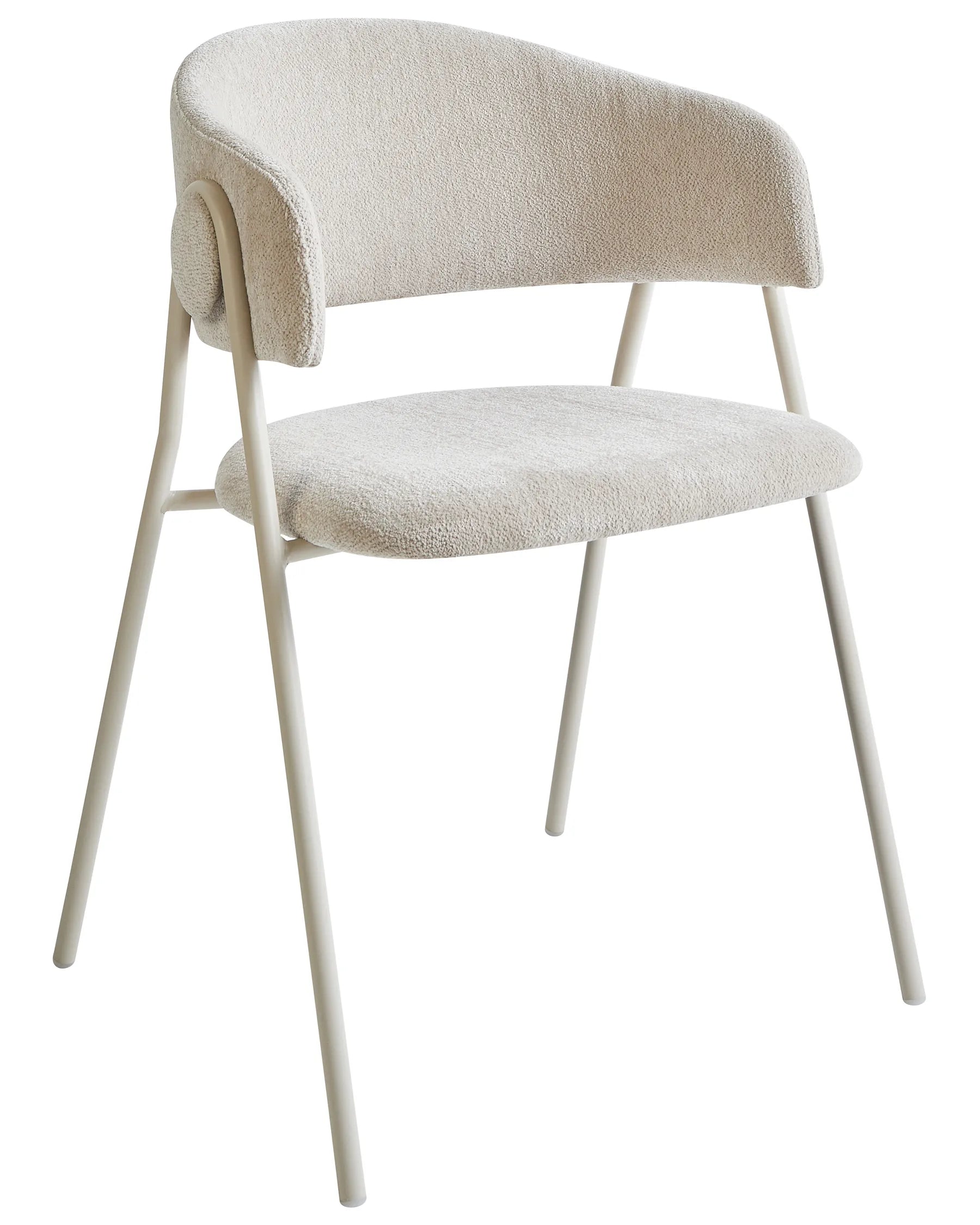 Set of 2 Dining Chairs ALANSON Chenille Light Beige