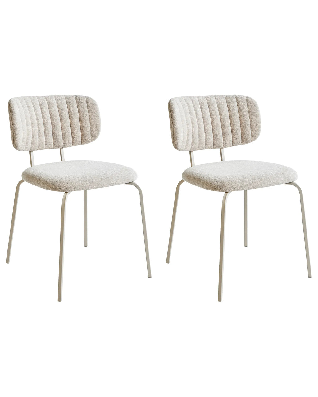 Set of 2 Dining Chairs IRINS Chenille Light Beige