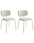 Set of 2 Dining Chairs IRINS Chenille Light Beige