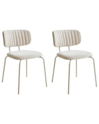 Set of 2 Dining Chairs IRINS Chenille Light Beige