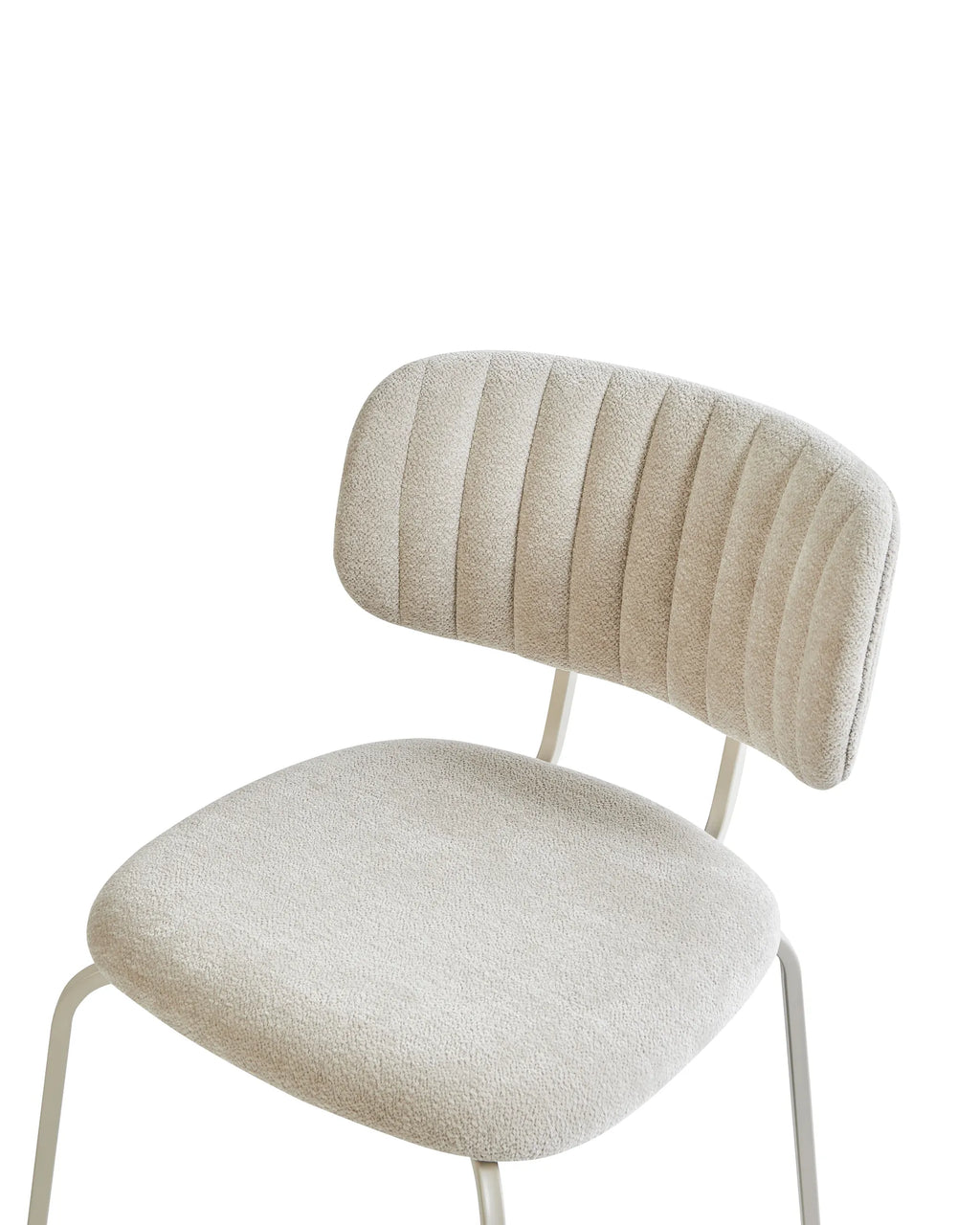 Set of 2 Dining Chairs IRINS Chenille Light Beige
