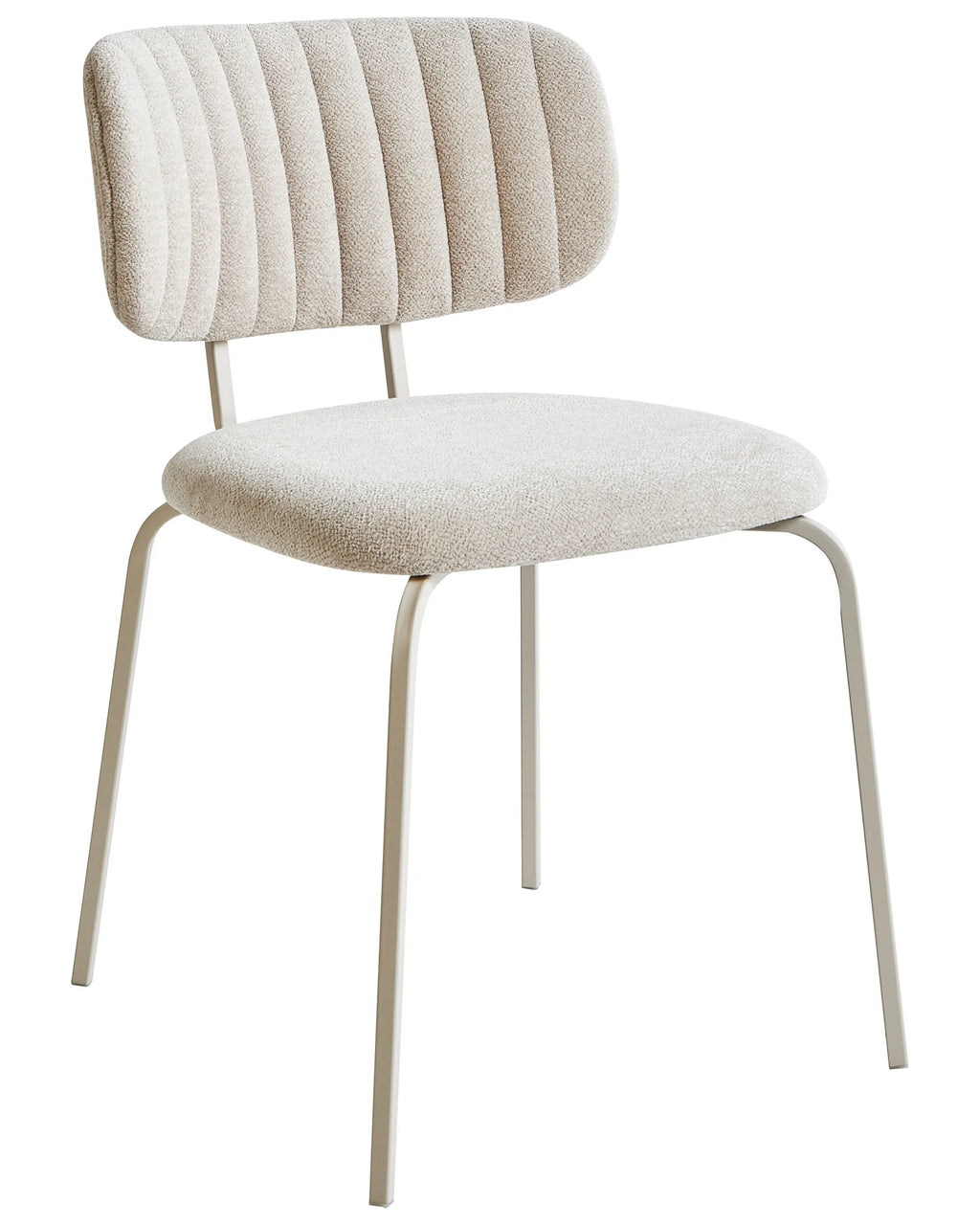 Set of 2 Dining Chairs IRINS Chenille Light Beige