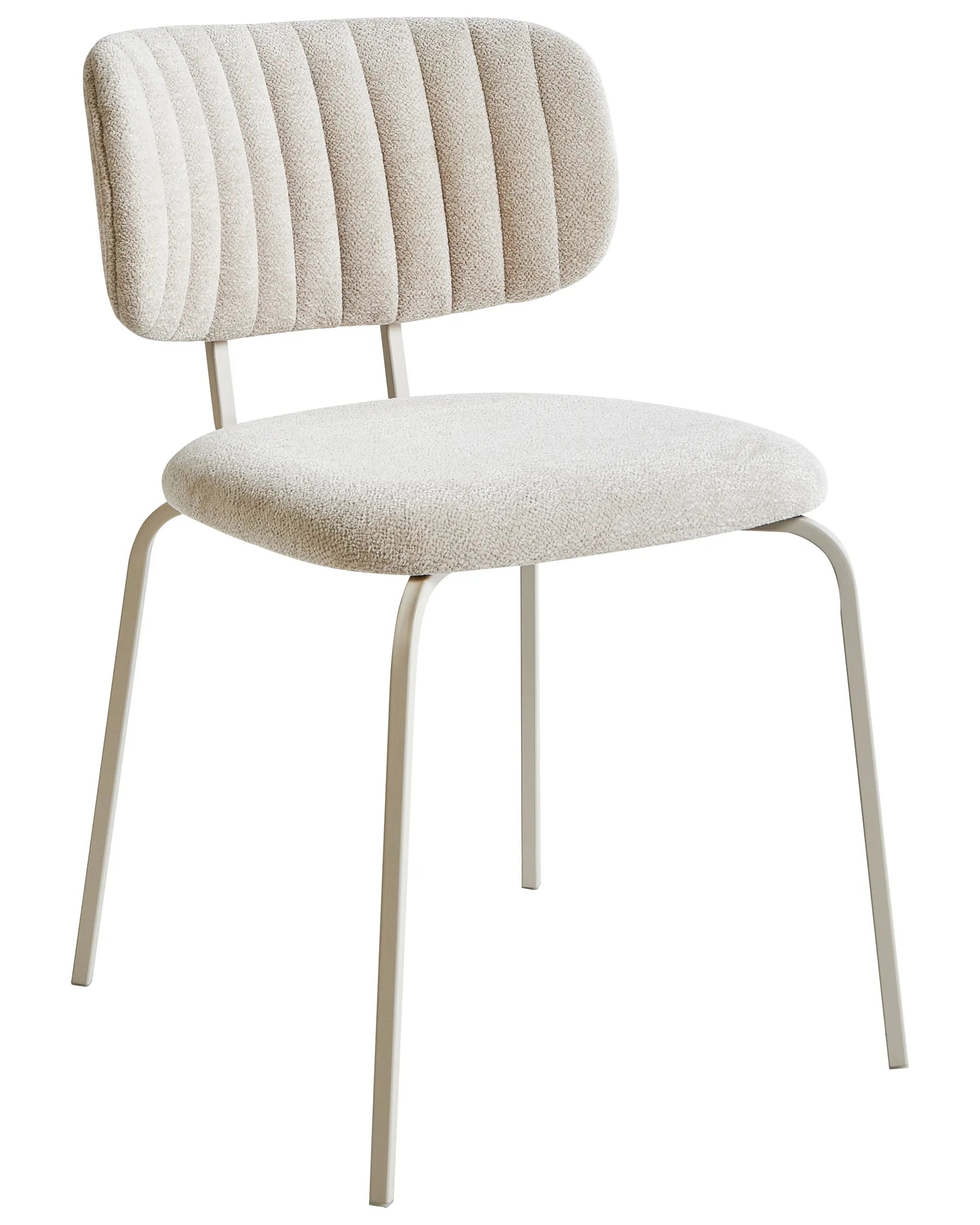 Set of 2 Dining Chairs IRINS Chenille Light Beige