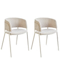 Set of 2 Dining Chairs SPRINGER Chenille Light Beige