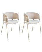 Set of 2 Dining Chairs SPRINGER Chenille Light Beige