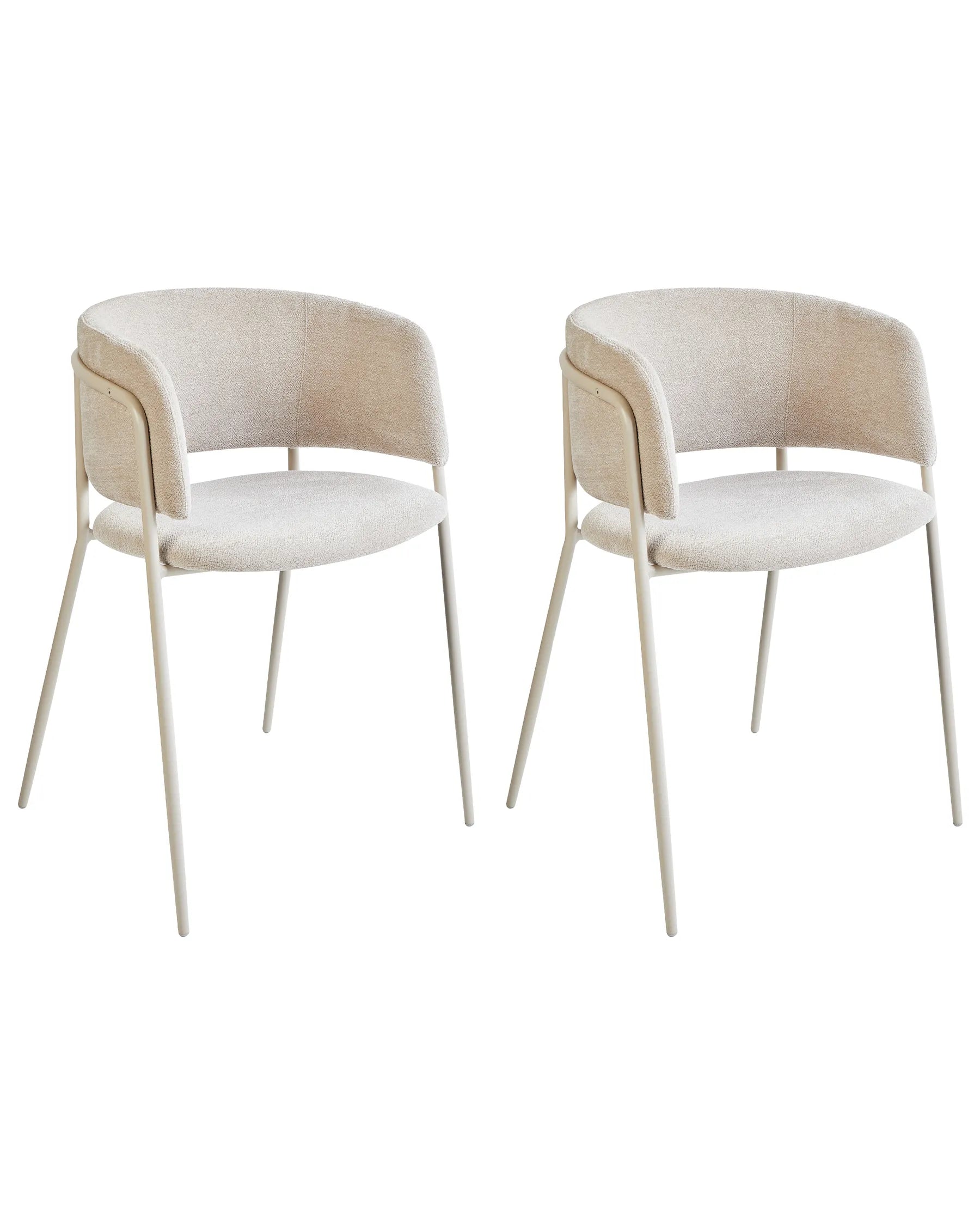 Set of 2 Dining Chairs SPRINGER Chenille Light Beige