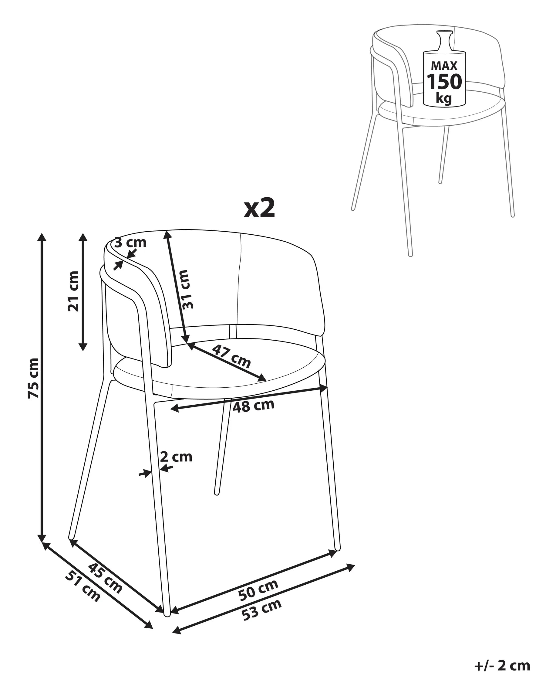 Set of 2 Dining Chairs SPRINGER Chenille Light Beige