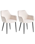 Set of 2 Dining Chairs ALDEN Boucle White