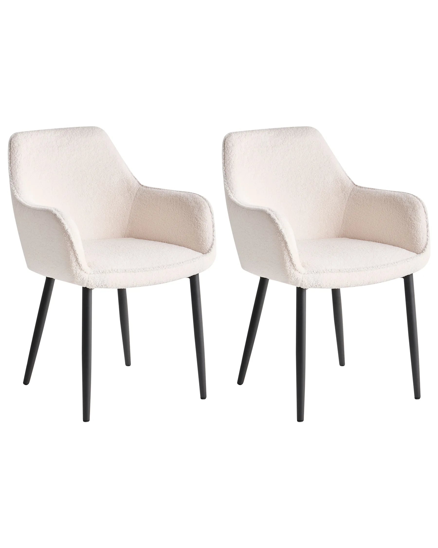 Set of 2 Dining Chairs ALDEN Boucle White