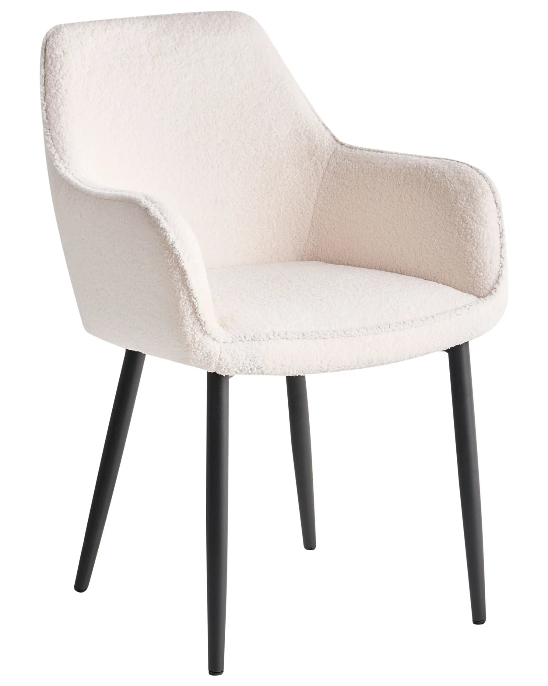 Set of 2 Dining Chairs ALDEN Boucle White