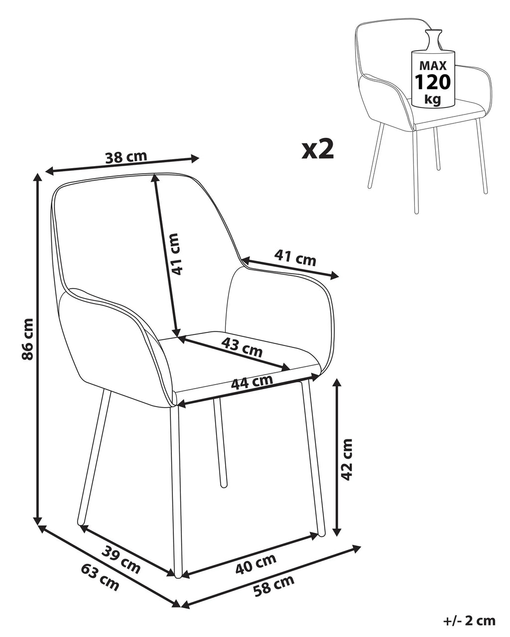 Set of 2 Dining Chairs ALDEN Boucle White