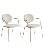 Set of 2 Dining Chairs CARILLE Chenille Light Beige
