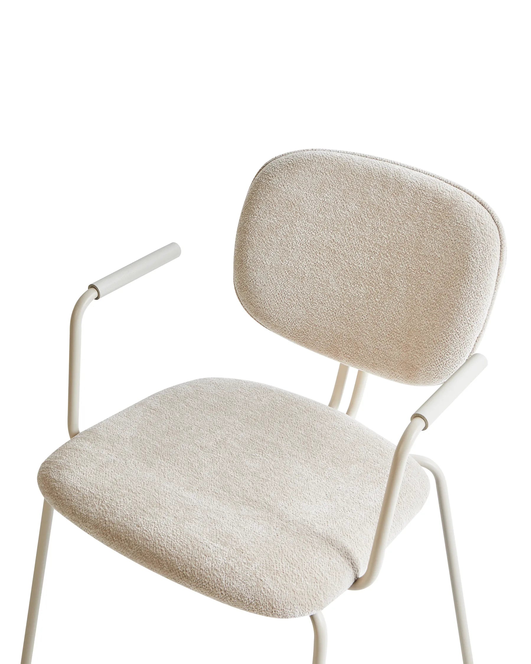 Set of 2 Dining Chairs CARILLE Chenille Light Beige