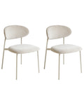 Set of 2 Dining Chairs COWLEY Chenille Light Beige