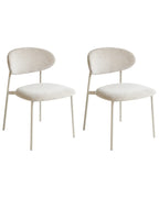 Set of 2 Dining Chairs COWLEY Chenille Light Beige