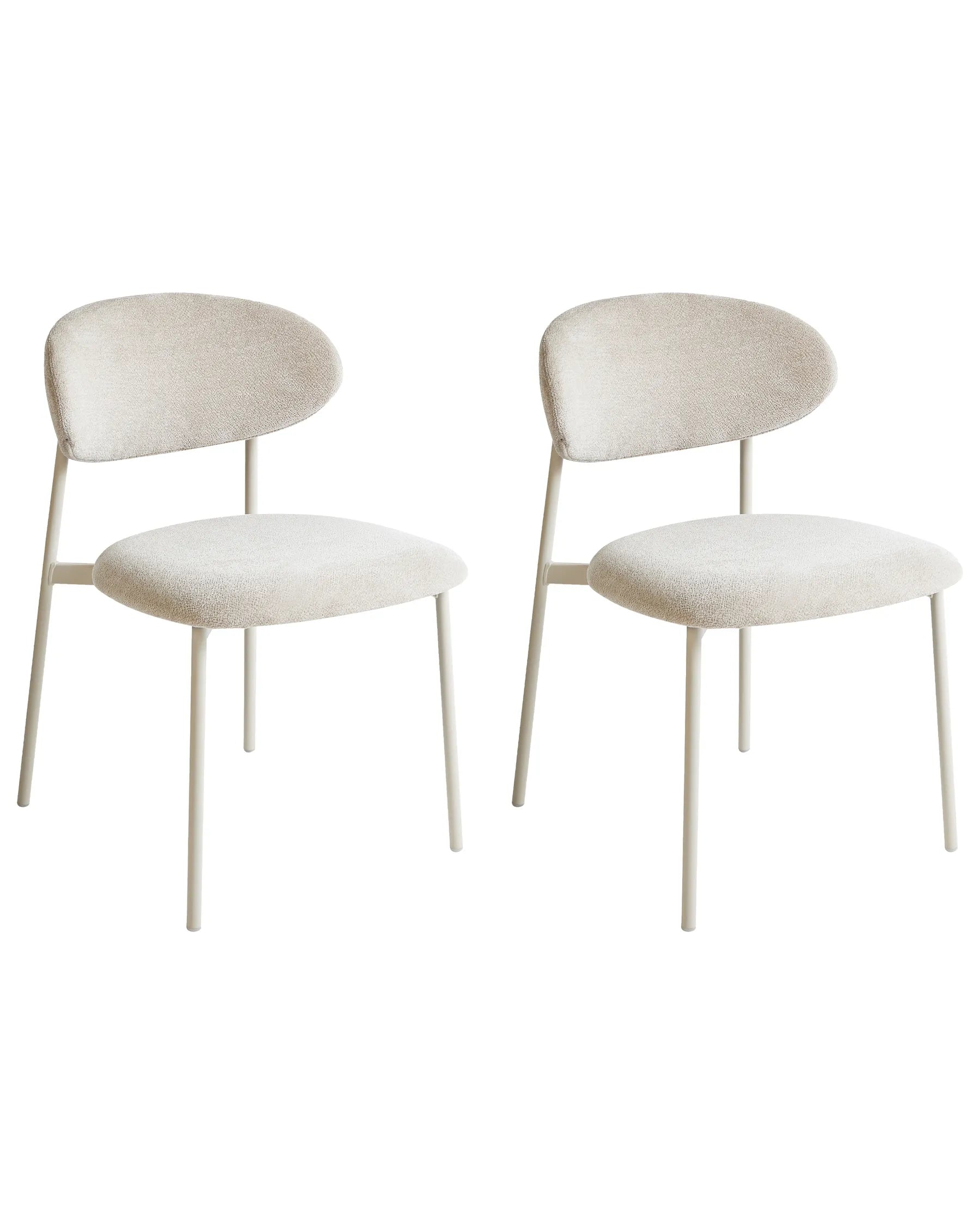 Set of 2 Dining Chairs COWLEY Chenille Light Beige