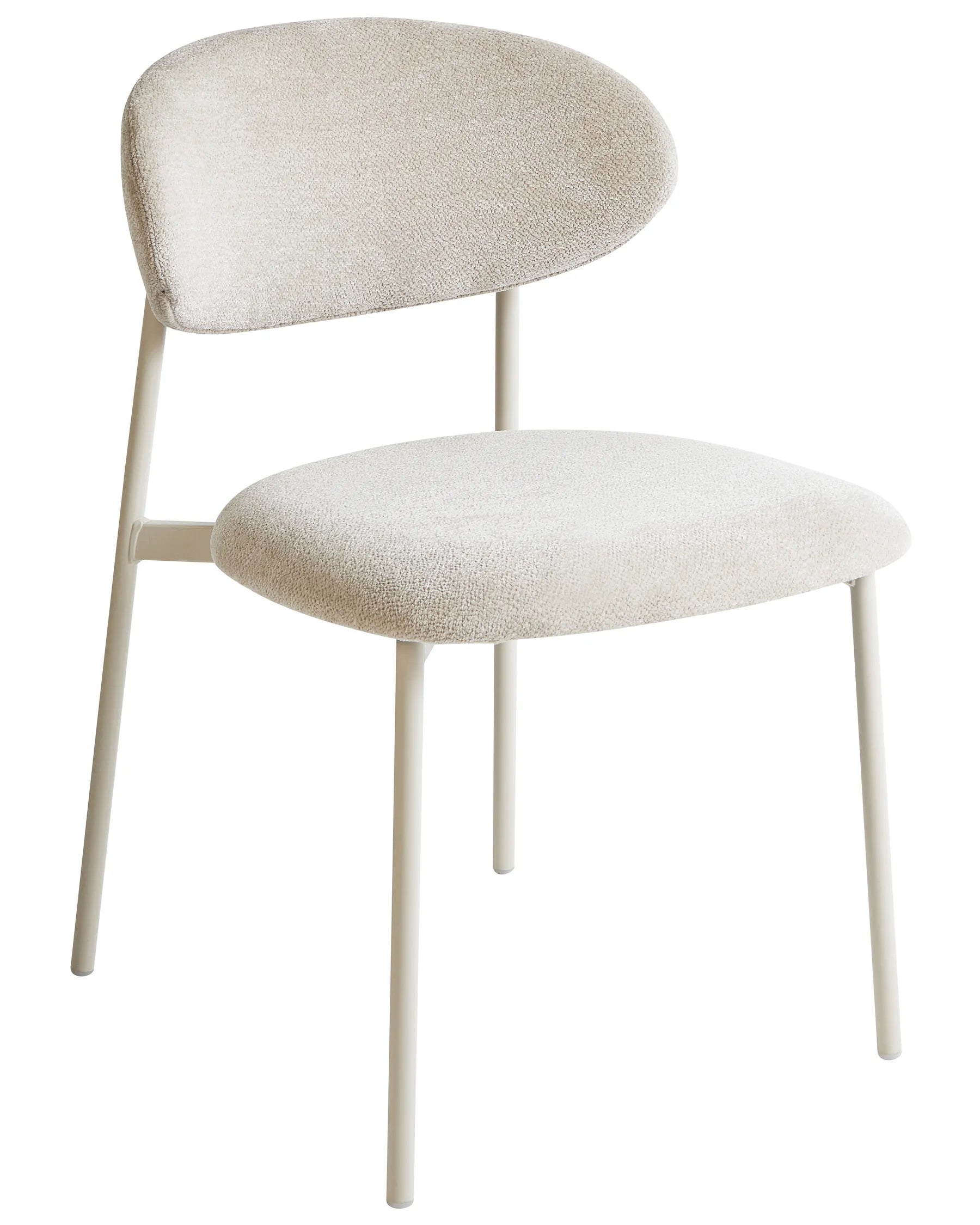 Set of 2 Dining Chairs COWLEY Chenille Light Beige