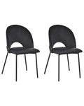 Set of 2 Dining Chairs COVELO Velvet Black