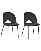 Set of 2 Dining Chairs COVELO Velvet Black