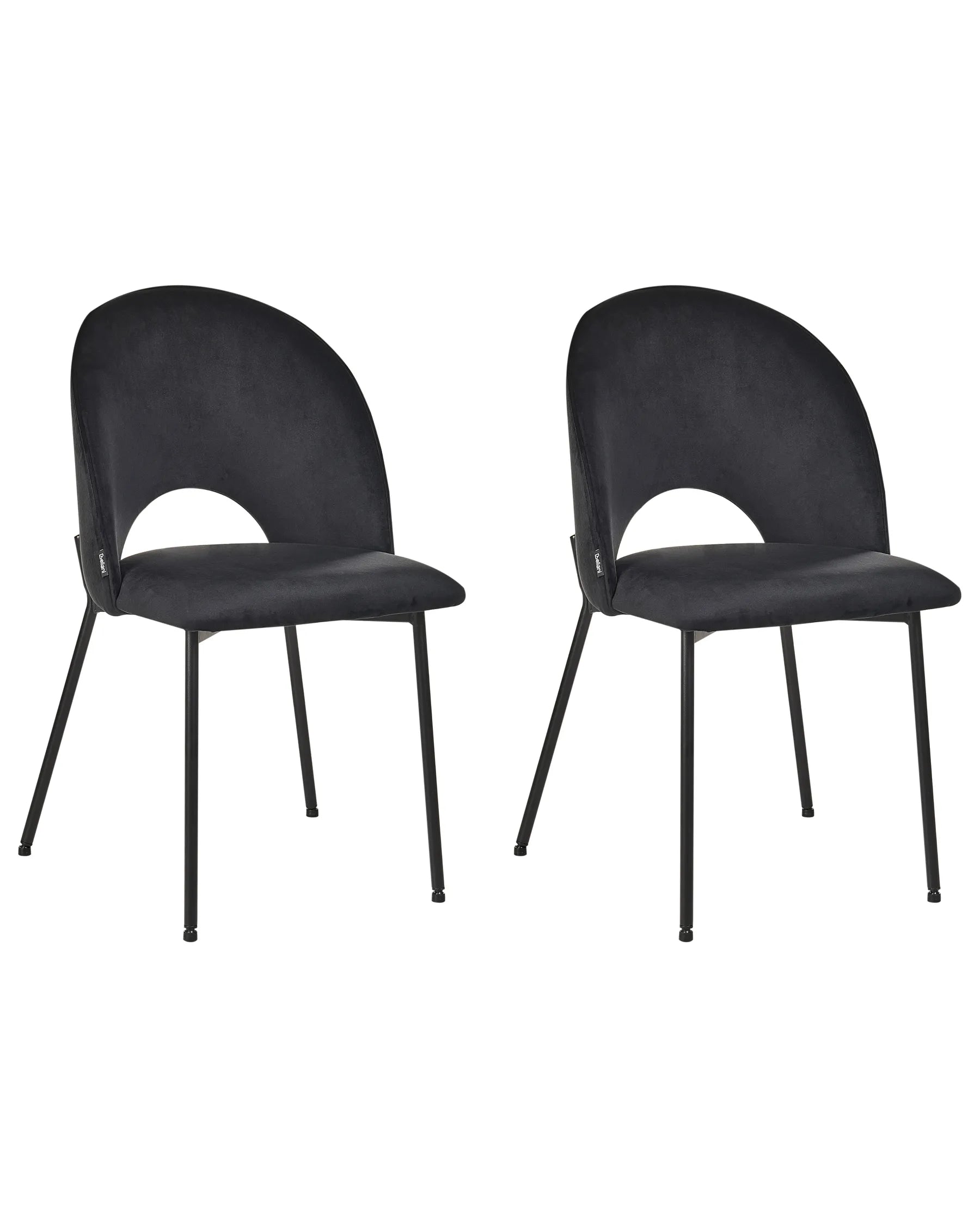Set of 2 Dining Chairs COVELO Velvet Black