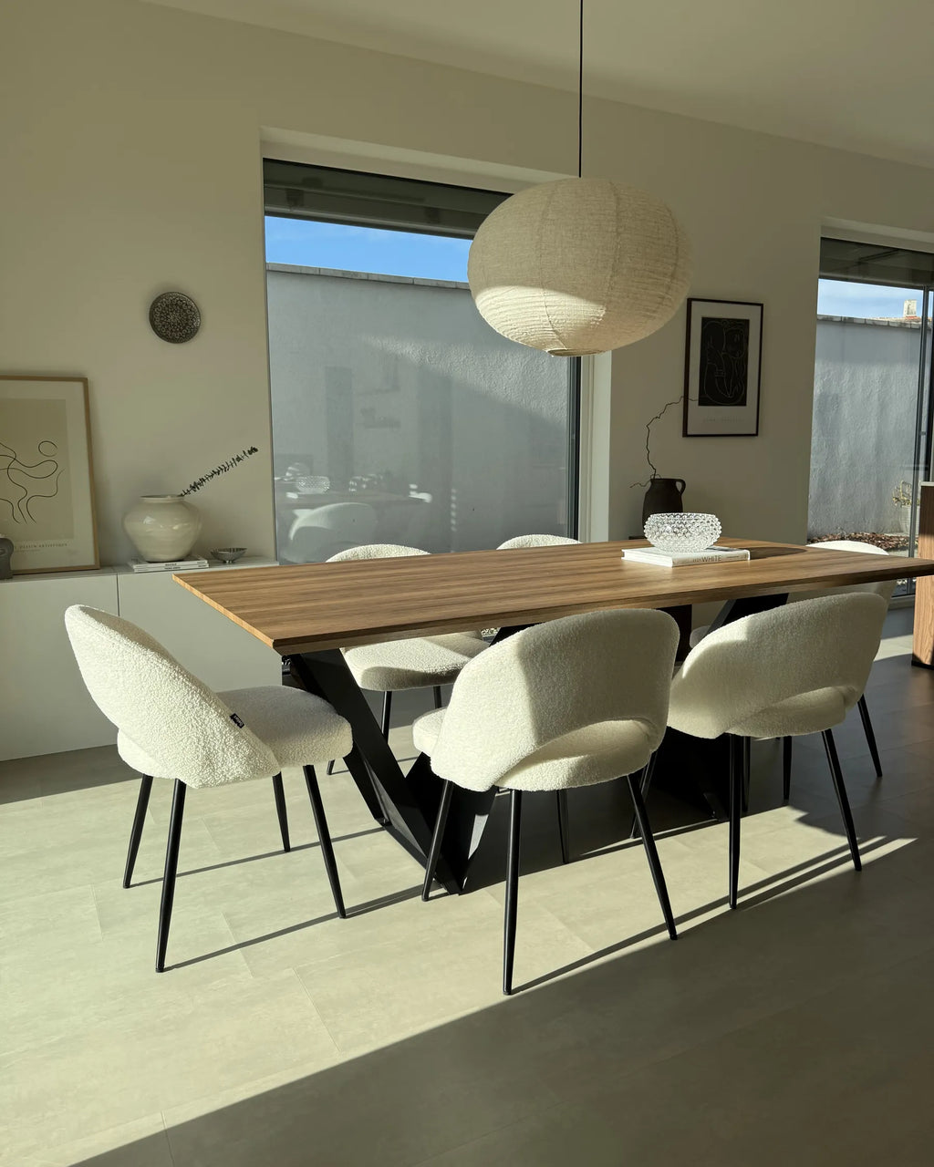 Set of 2 Dining Chairs ONAGA Boucle White