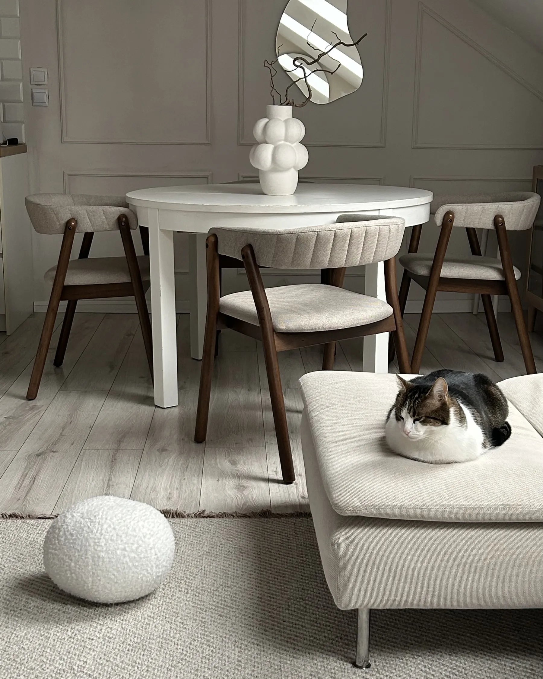 Set of 2 Dining Chairs MYLO Fabric Dark Brown/ Beige