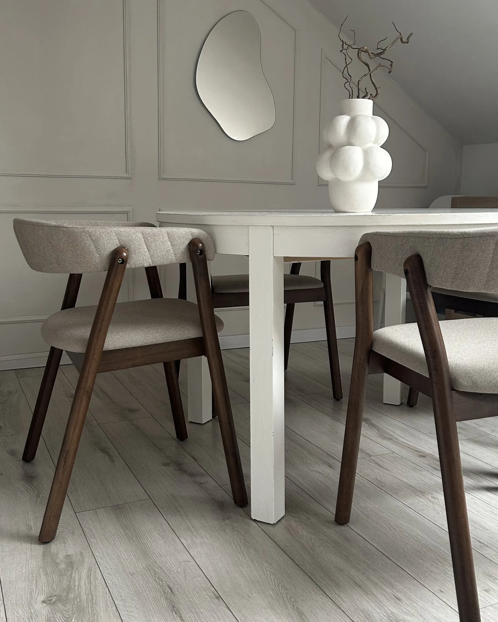Set of 2 Dining Chairs MYLO Fabric Dark Brown/ Beige