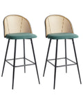 Set of 2 Bar Chairs CORNELL Metal Green