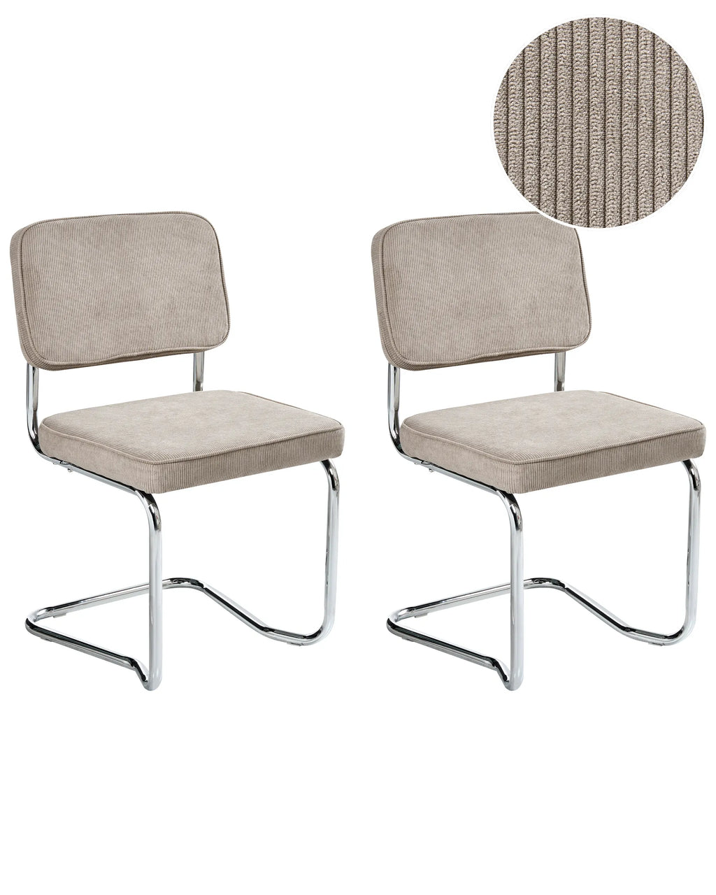 Set of 2 Dining Chairs IRWIN Corduroy Taupe