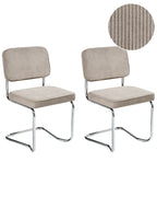 Set of 2 Dining Chairs IRWIN Corduroy Taupe