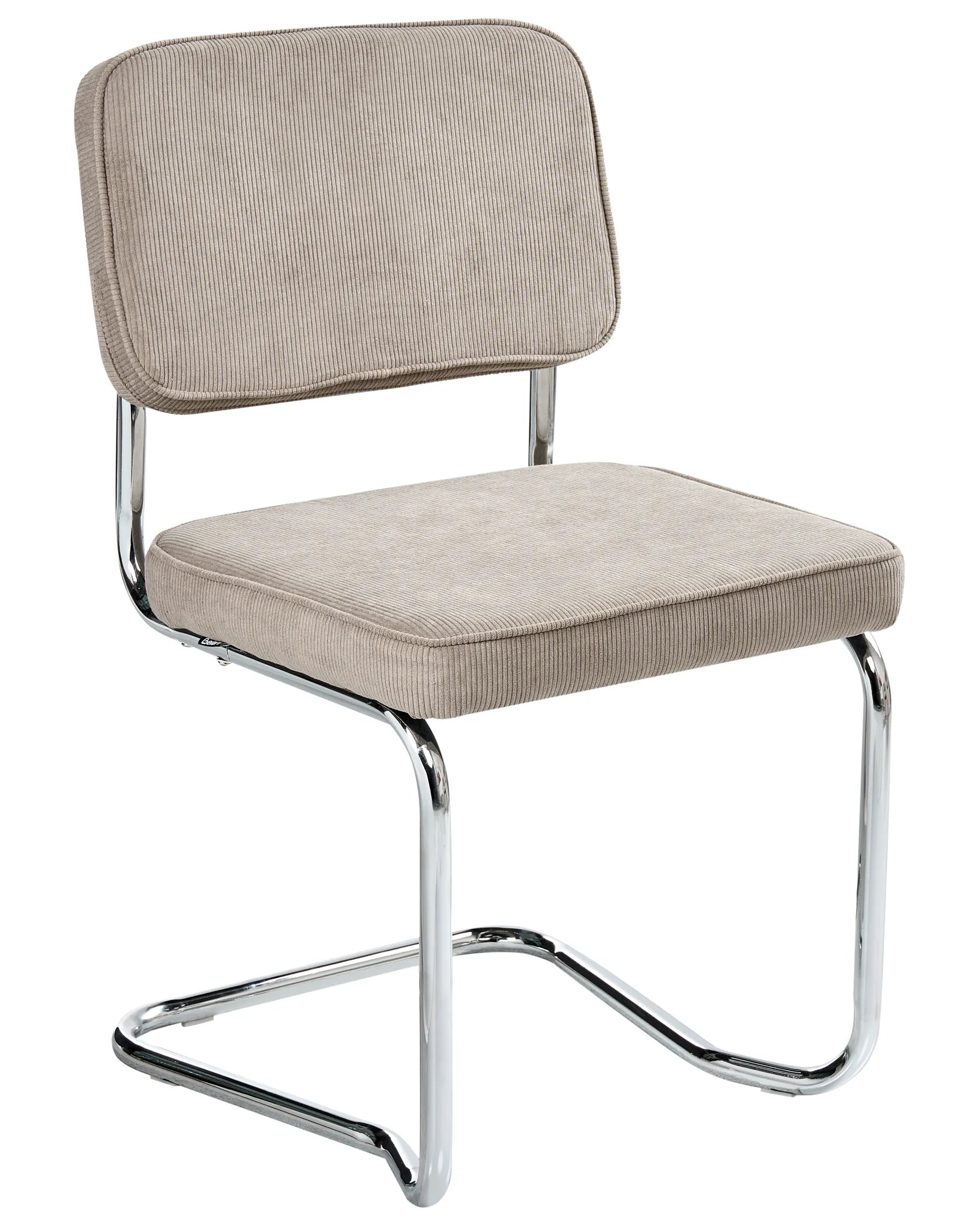 Set of 2 Dining Chairs IRWIN Corduroy Taupe