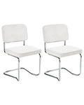 Set of 2 Dining Chairs IRWIN Corduroy Off-White