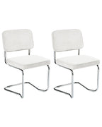 Set of 2 Dining Chairs IRWIN Corduroy Off-White