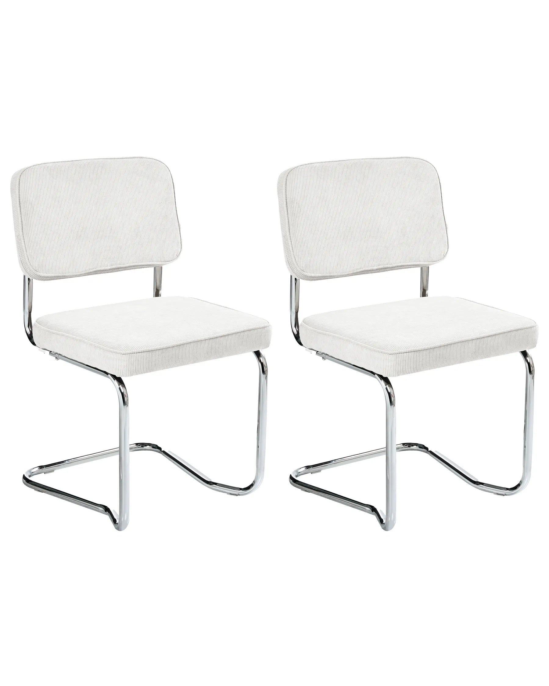 Set of 2 Dining Chairs IRWIN Corduroy Off-White