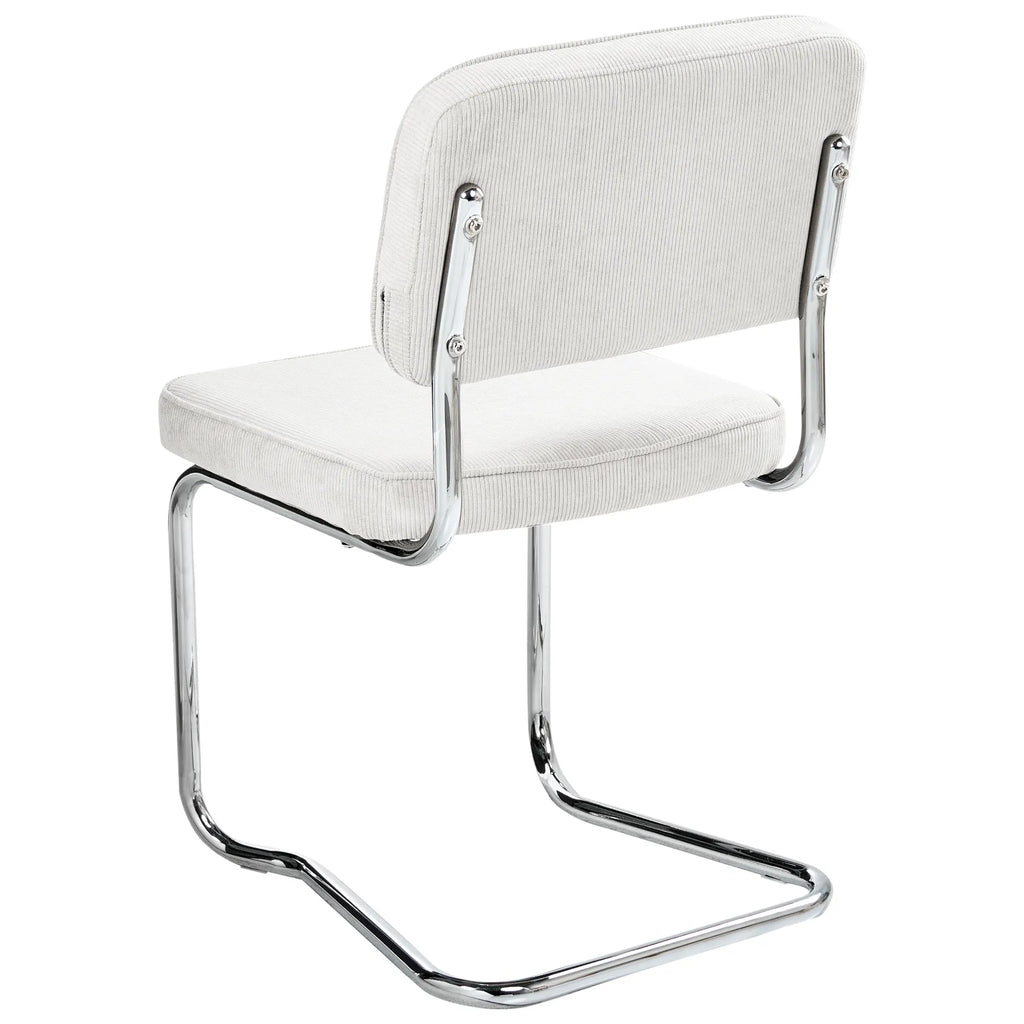 Set of 2 Dining Chairs IRWIN Corduroy Off-White