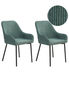 Set of 2 Dining Chairs LOVERNA Corduroy Green