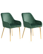 Set of 2 Dining Chairs LOVERNA Velvet Green