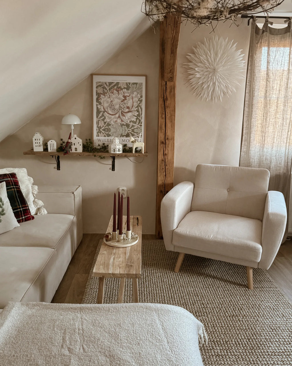 Armchair FLORLI Fabric Light Beige