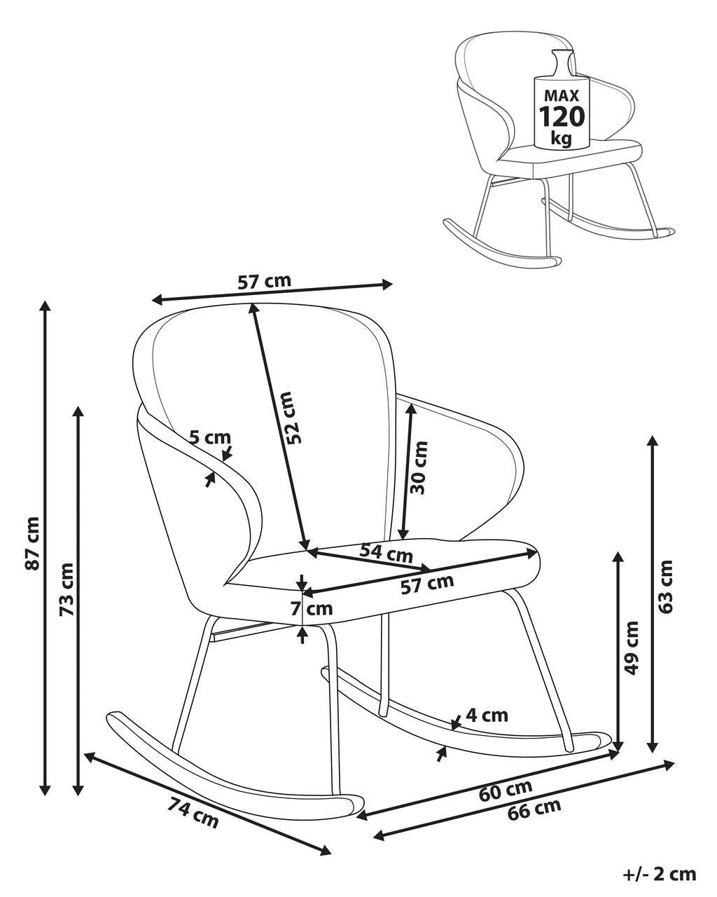 Rocking Chair VIKEN Fabric Off-White