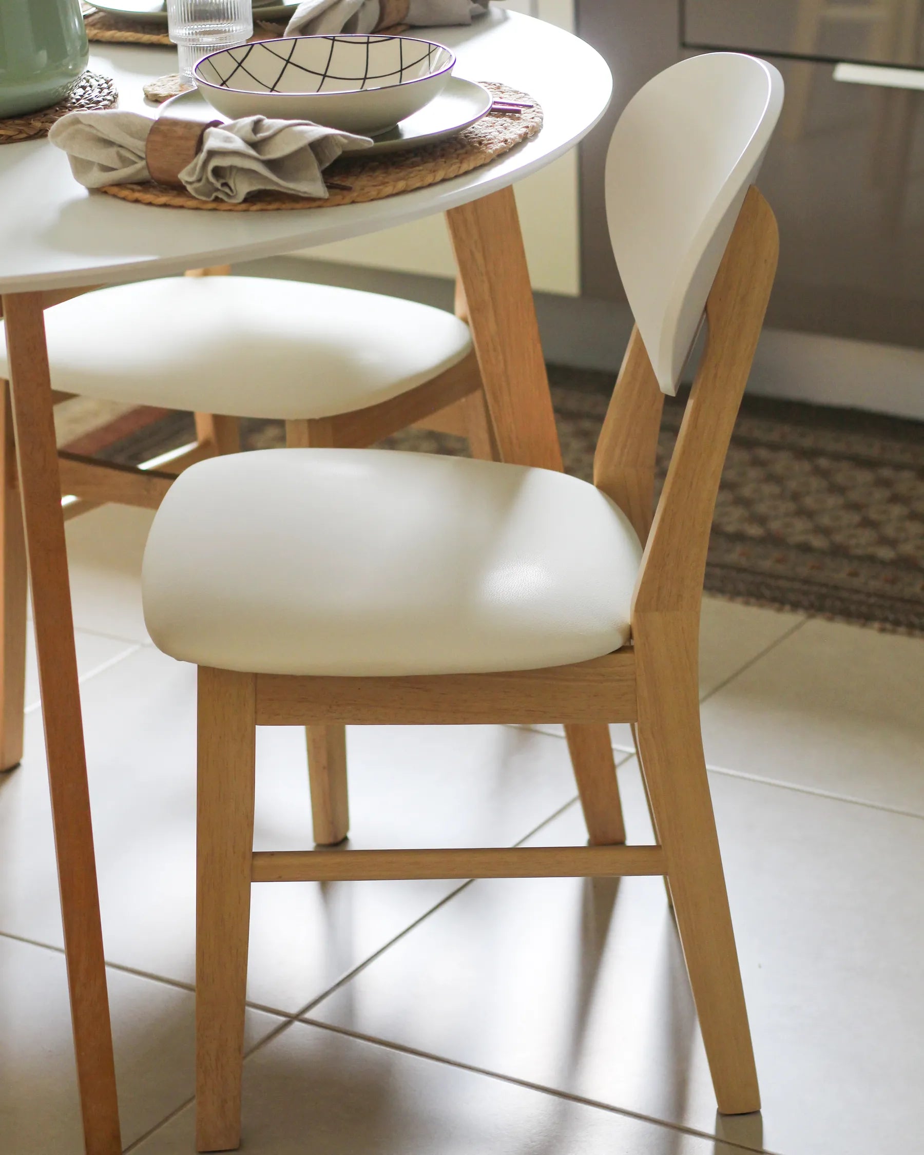 Set of 2 Dining Chairs AMERY Wood Off-White/ Light Brown