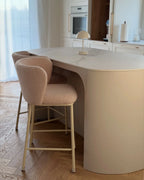 Set of 2 Bar Chairs MINA II Boucle Light Beige